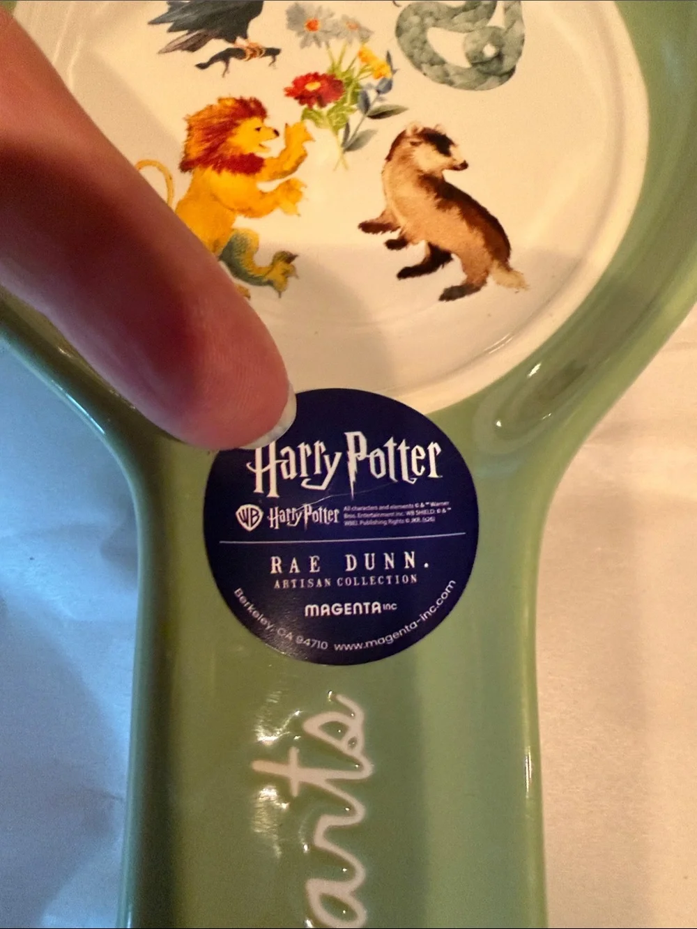 New 2026 Rae Dunn x Harry Potter Hogwarts Ceramic Spoon Rest Sage Green 25 Years